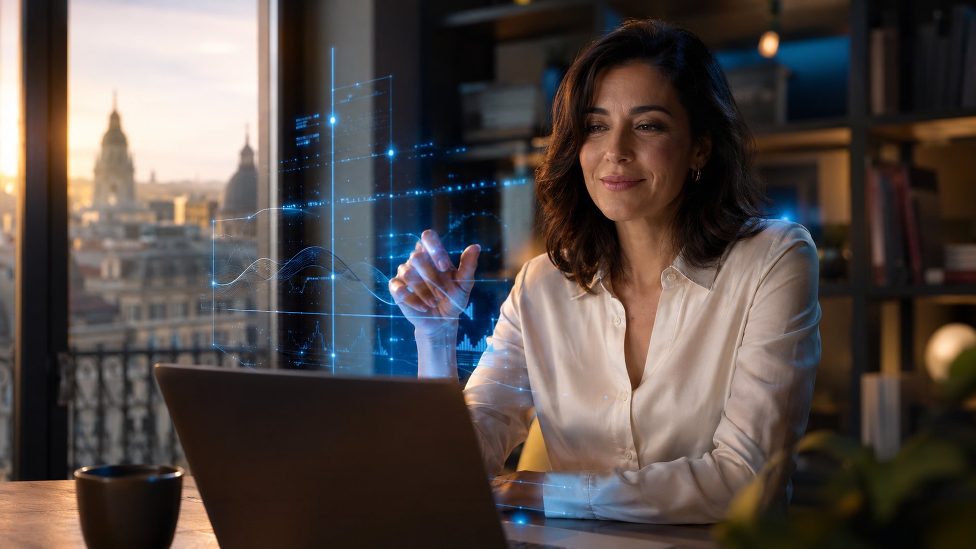 Profesional trabajando con interfaz de Builgent en tiempo real